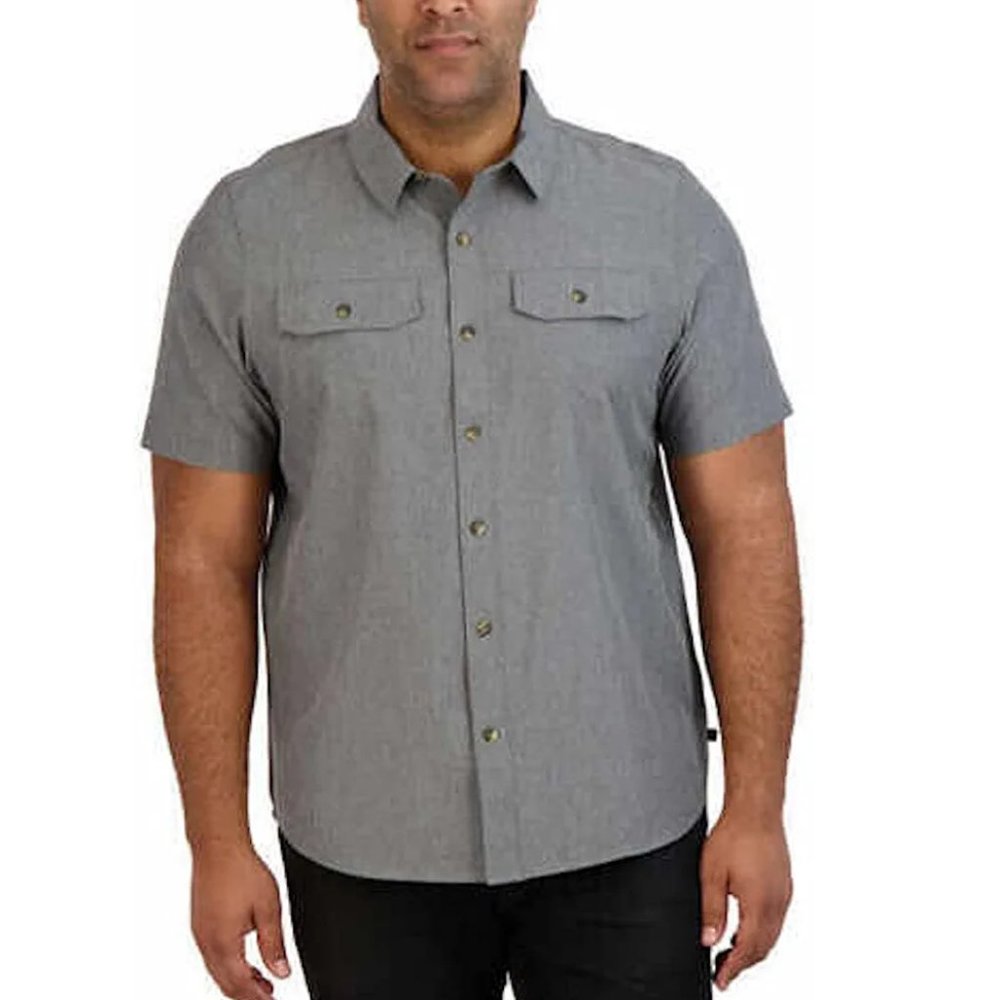 NWT Gerrys Men's Button Up Stretch Comfort Quick Dry Gray Size S $50 JK145
